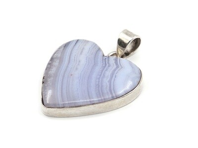 Chalcedony heart - 925 silver pendant