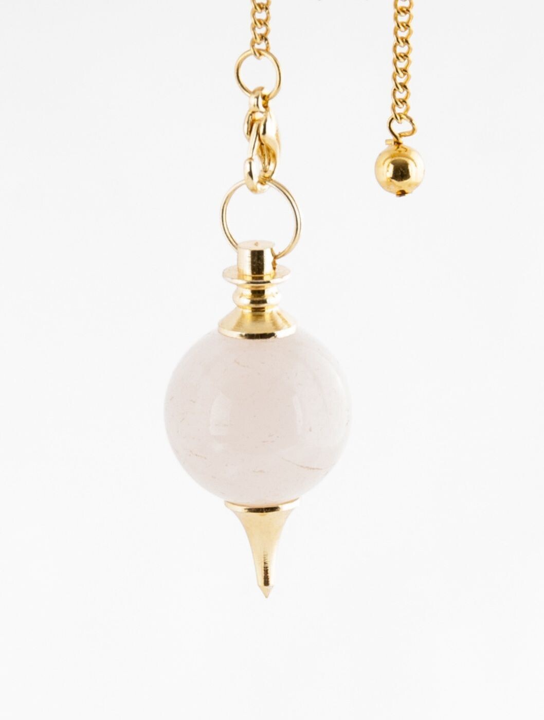 Pink Quartz - Brass Crystal Pendulum