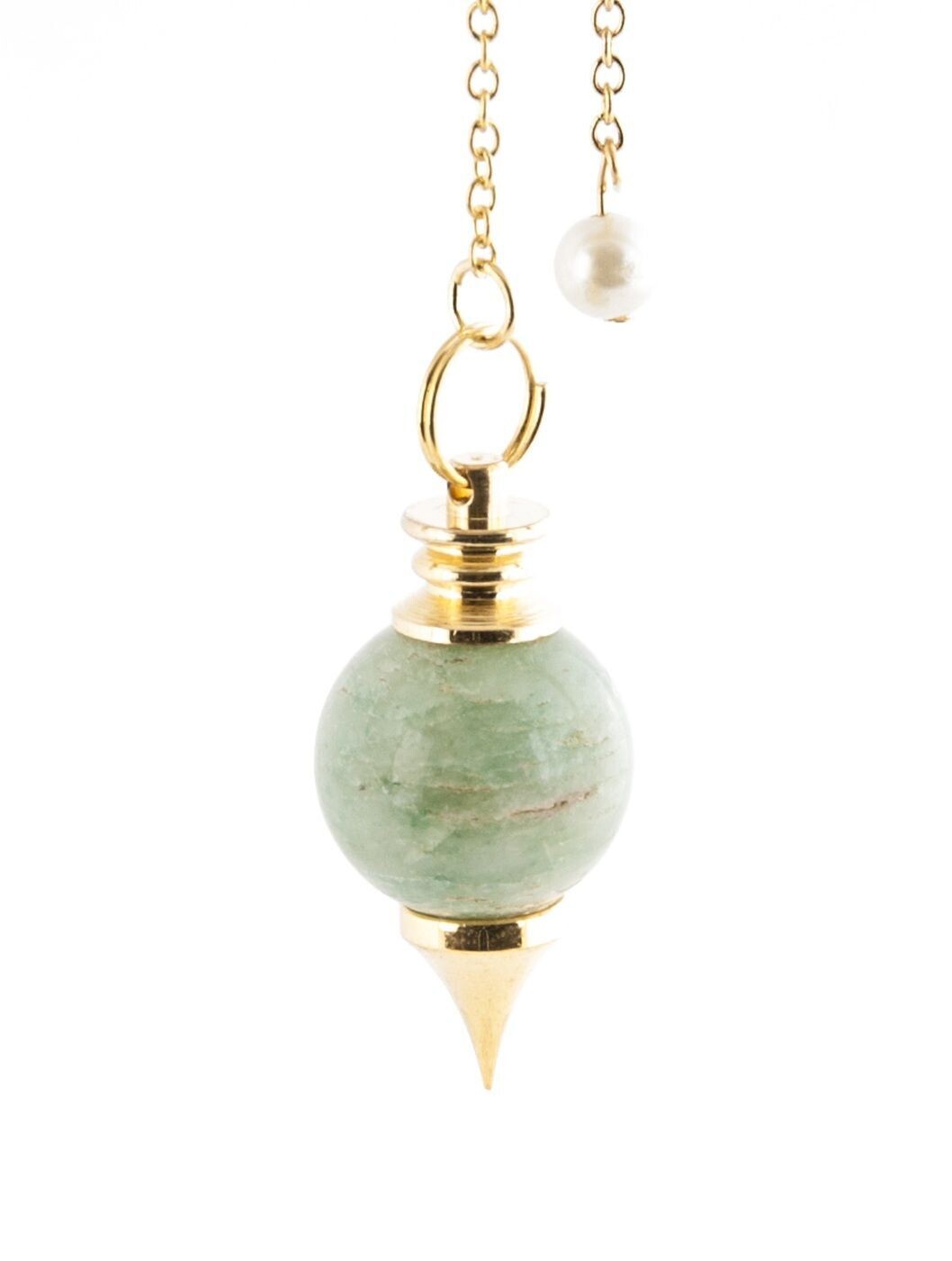 Green aventurine - Brass Crystal Pendulum
