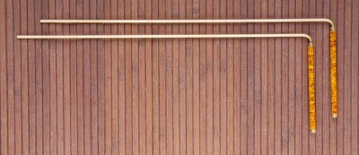 34 cm - Baguettes de sourcier / radiesthésie / Hartmann en laiton avec poignées en cuivre