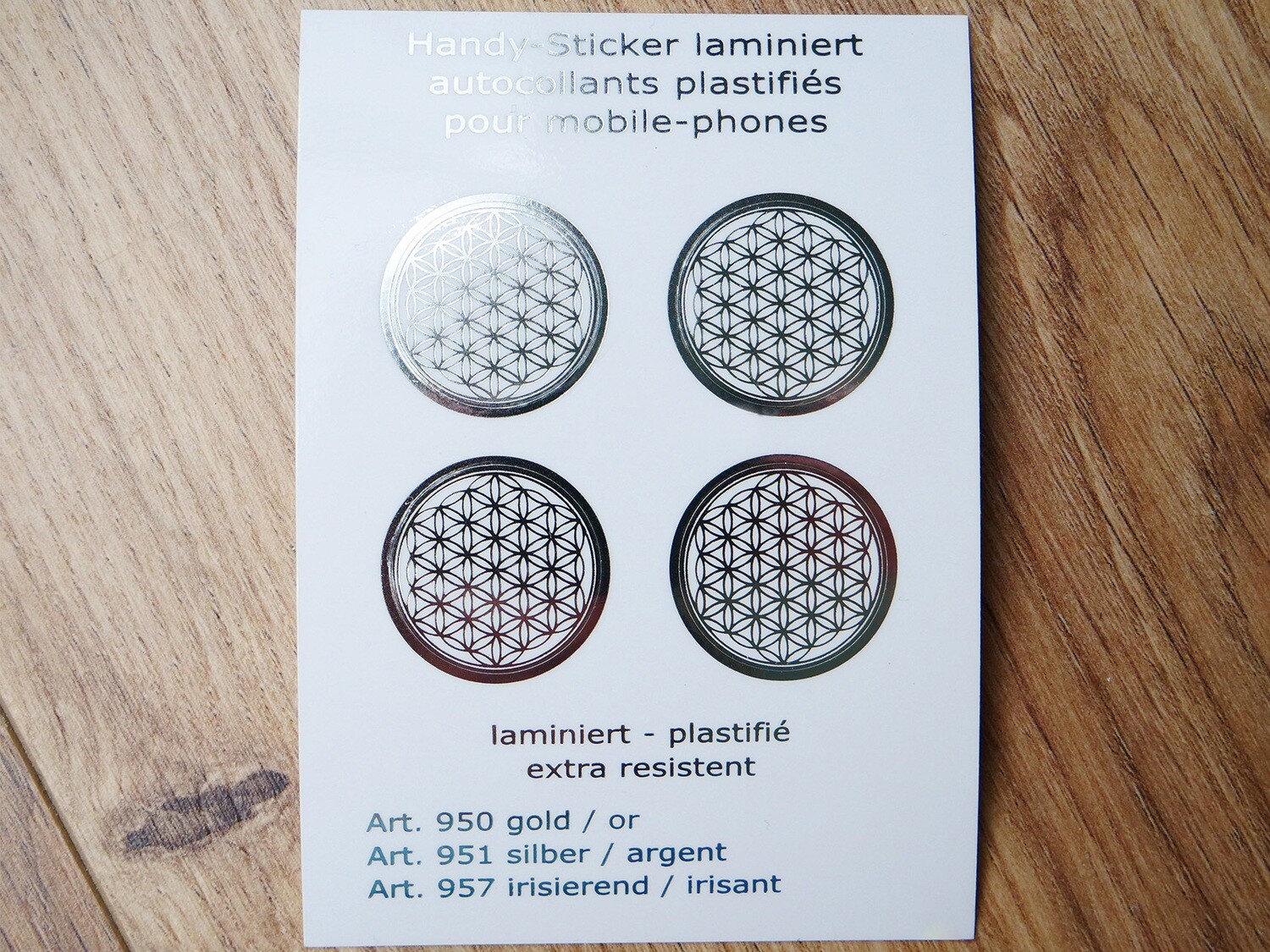 Silver Flower of Life Phone Sticker - Pack of 4