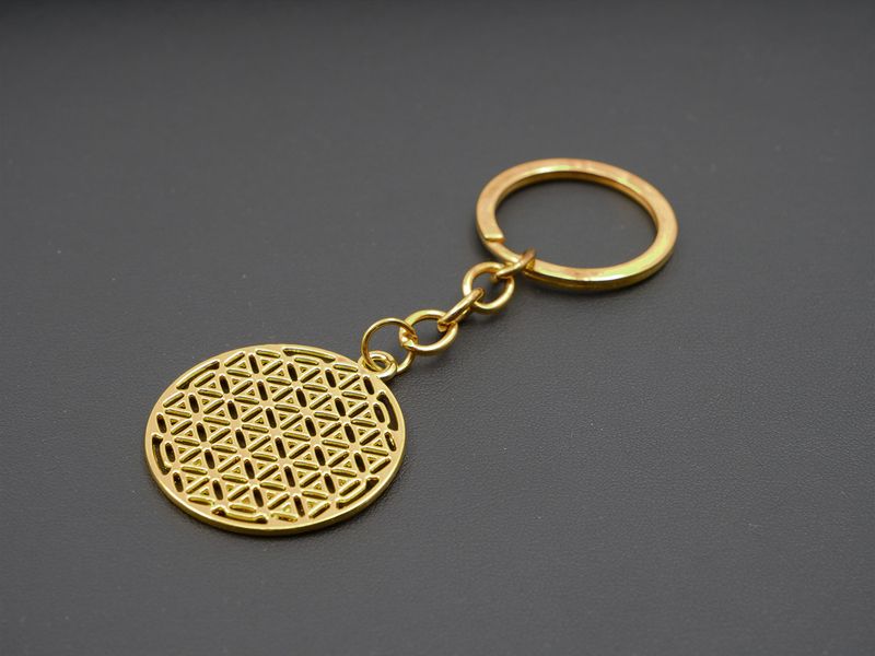 Porte-clés Fleur de Vie en Acier - Doré