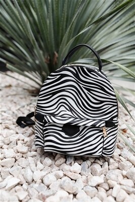 Safari Zebra Print Vegan Leather Fashion Backpack