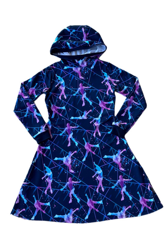 Kapuzenkleid Eisläuferin blau