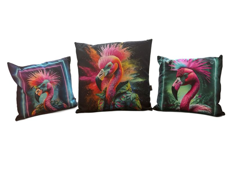 3er Set Kissen Fancy Flamingo