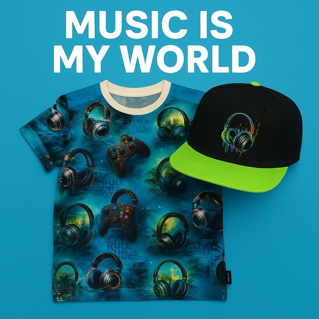 Tshirt music is my world Kids Set inkl. Cap