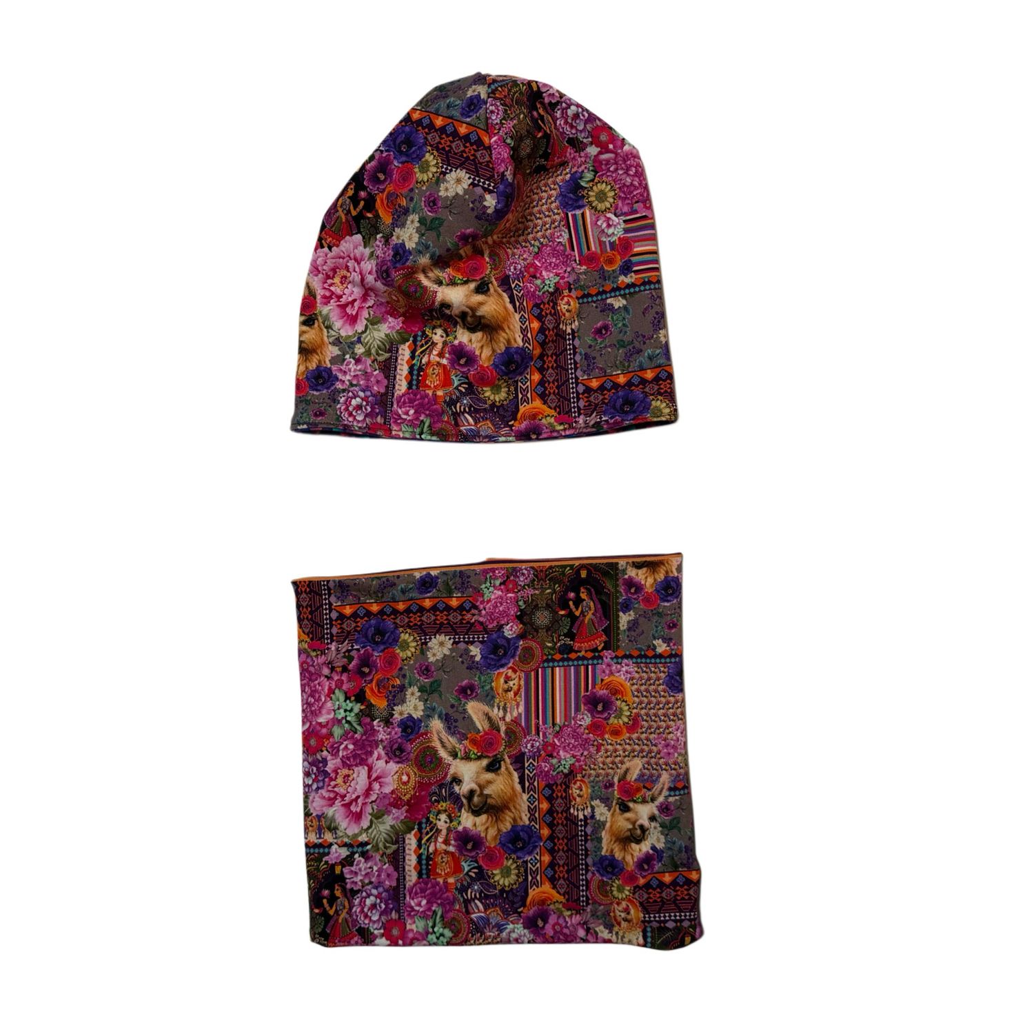 Wende Beanie und Loop Alpaka & Blumenzauber Wende Beanie und Loop Alpaka & Blumenzauber