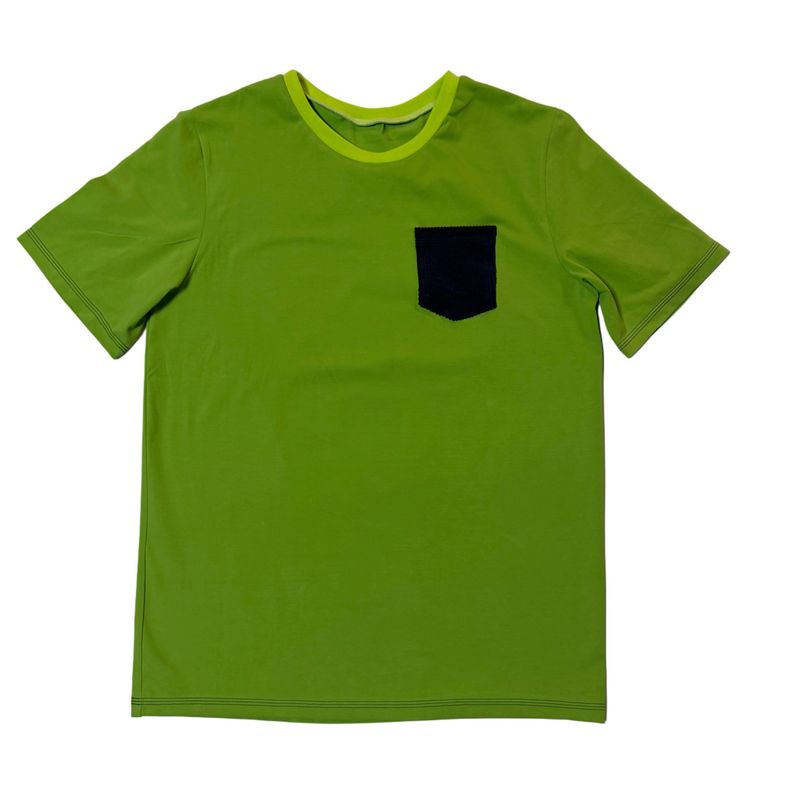 Tshirt Lime & Blue Cord Pocket