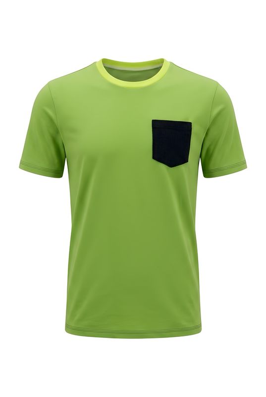 Tshirt Lime & Blue Cord Pocket