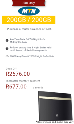 MTN LTE 200GB package with router