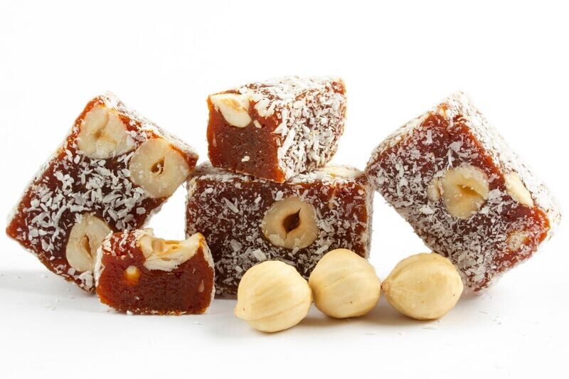 Loukoum à la noisette enrobé à la noix de coco - 500 gr