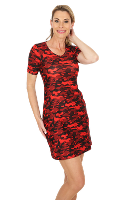 Design Camouflage Rot, A-Linie Schnitt