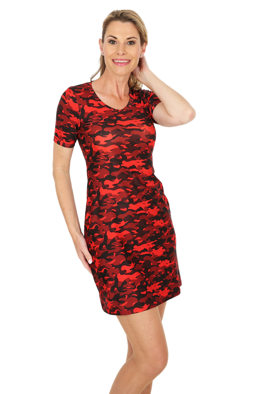 Design Camouflage Rot, A-Linie Schnitt