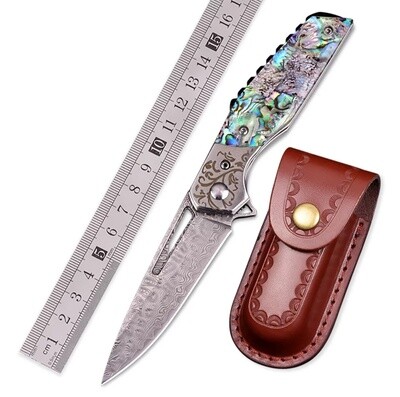 Damascus and Paua Folder