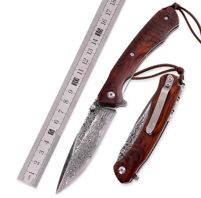 Damascus Folder, tooled Sheath