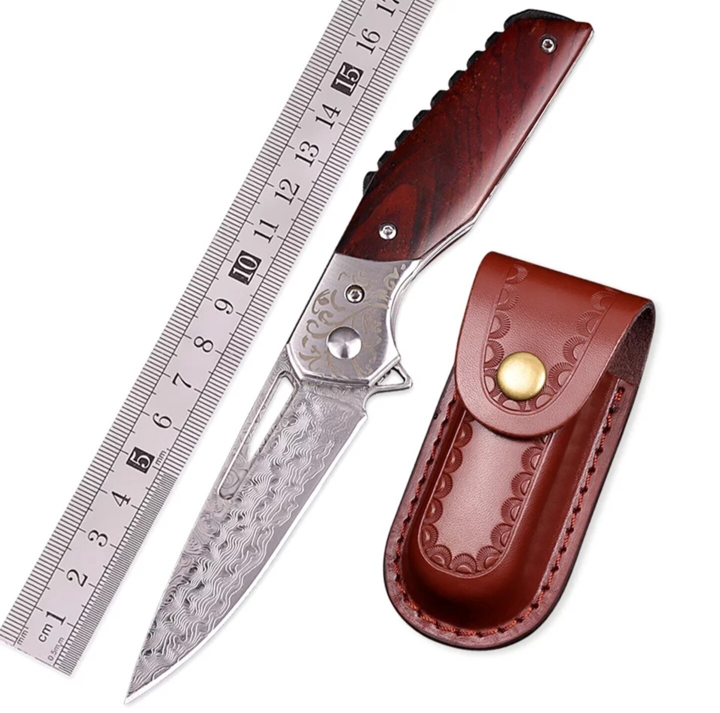 Damascus Folder simple sheath