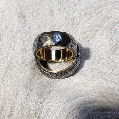 Damascus and gold his and hers rings
