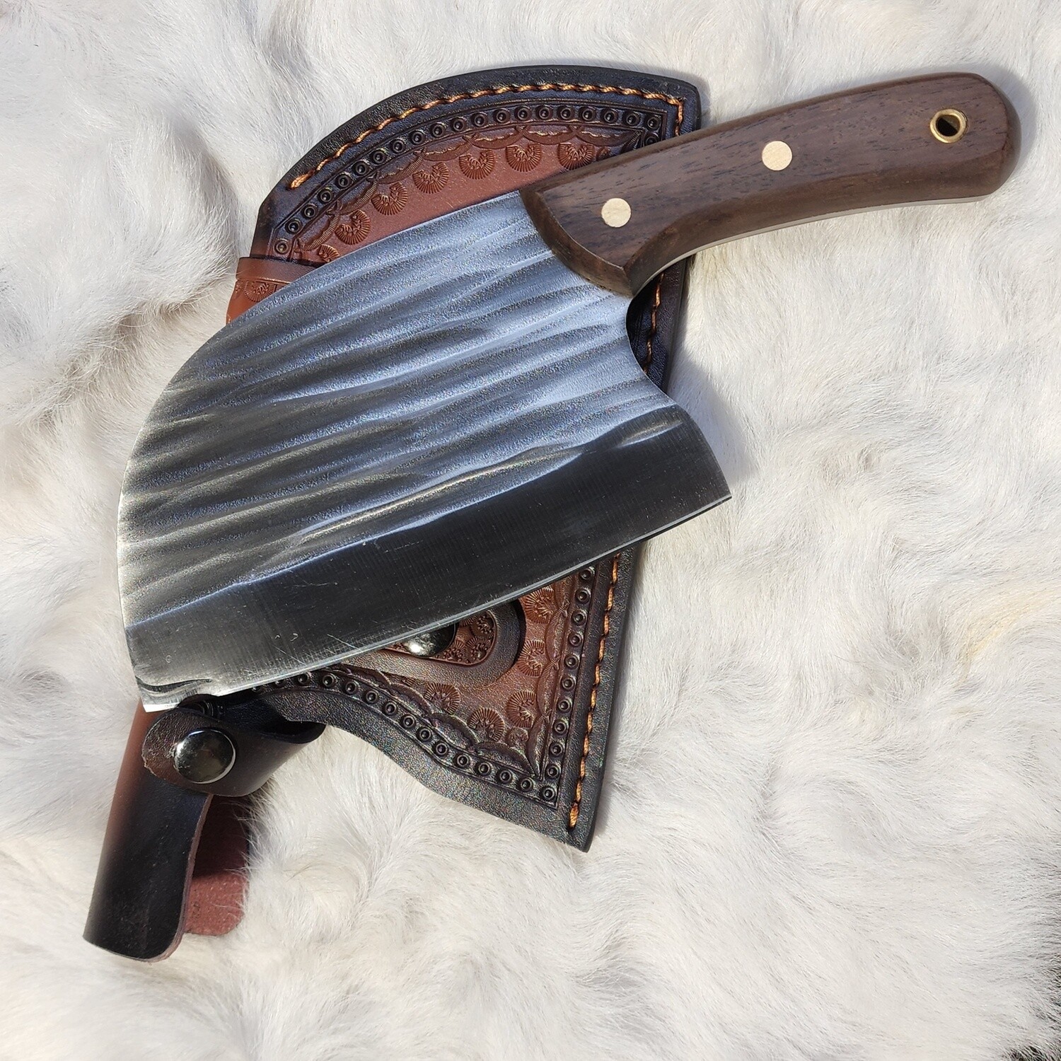 Forged Cleaver with leather sheath