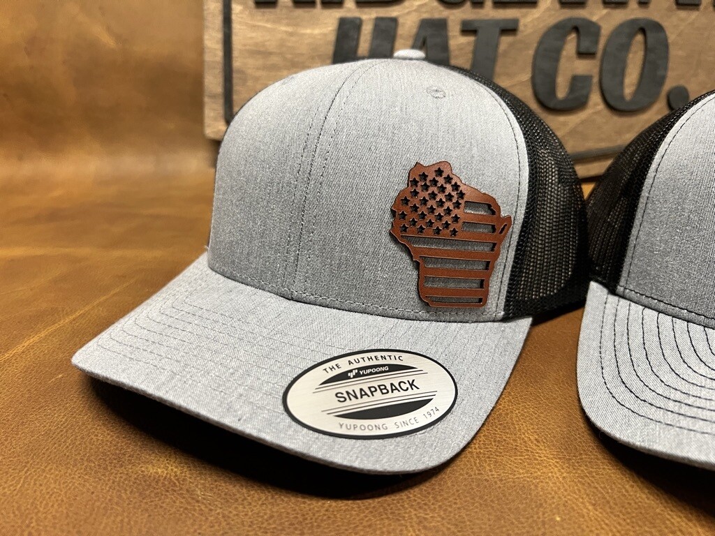 State Stars And Stripes Cutout Leather Patch Hat