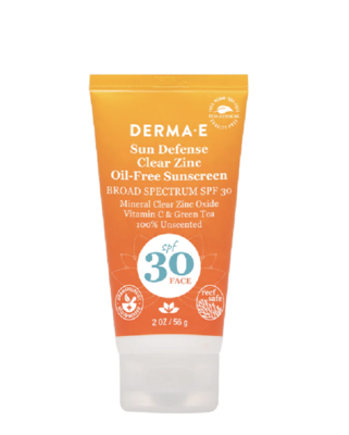 Derma E Sun Defense Clear Zinc Oil Free Face  Sunscreen Spf 30