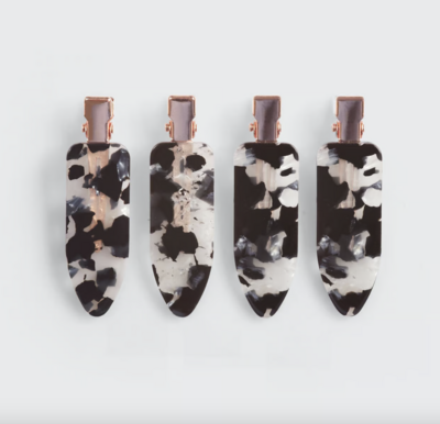KITSCH - Creaseless Clips 4pc Set - Black Terrazzo