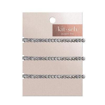 KITSCH - Rhinestones Metal Bobby Pins - Hematite