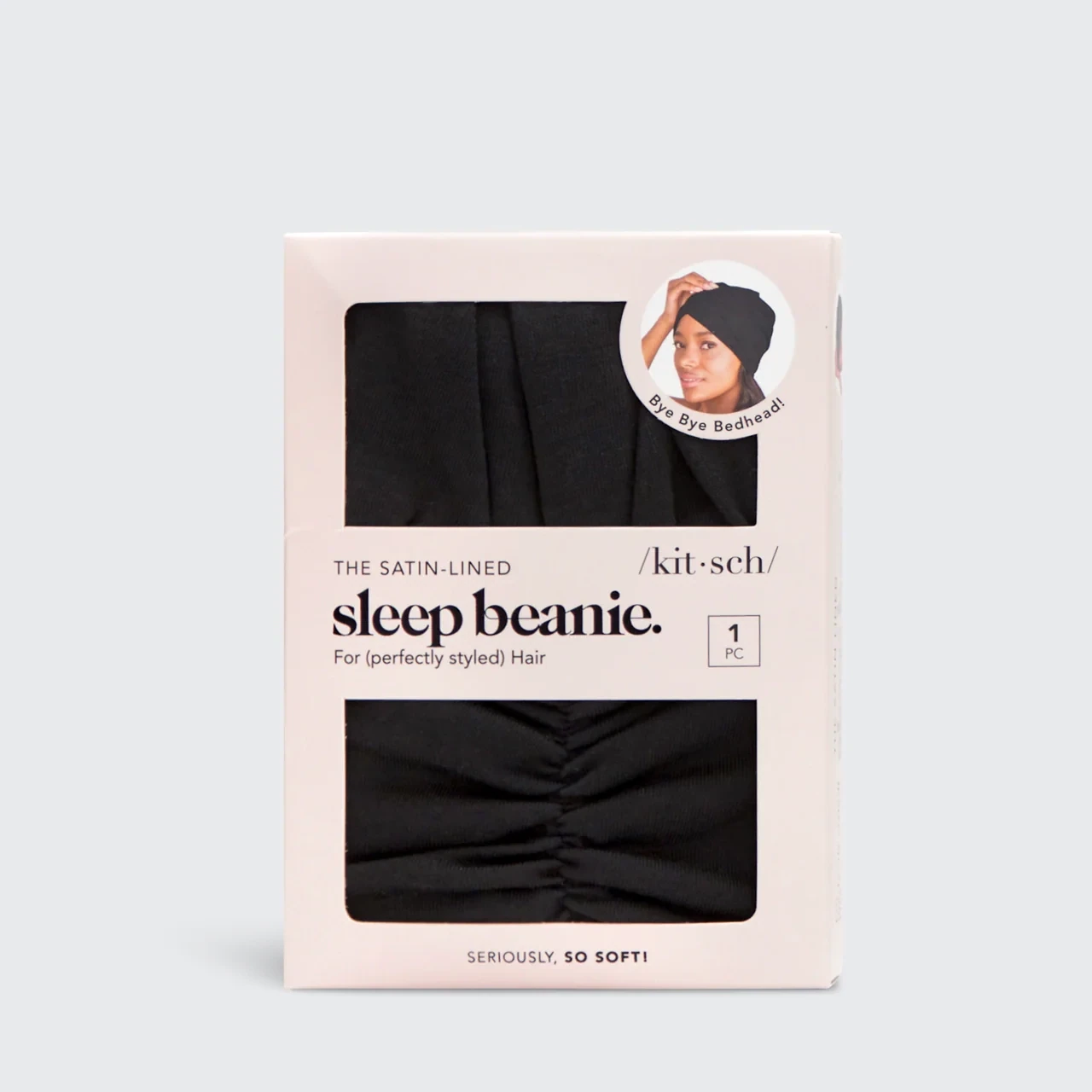 kitsch Sleep Beanie with Satin lining - Black