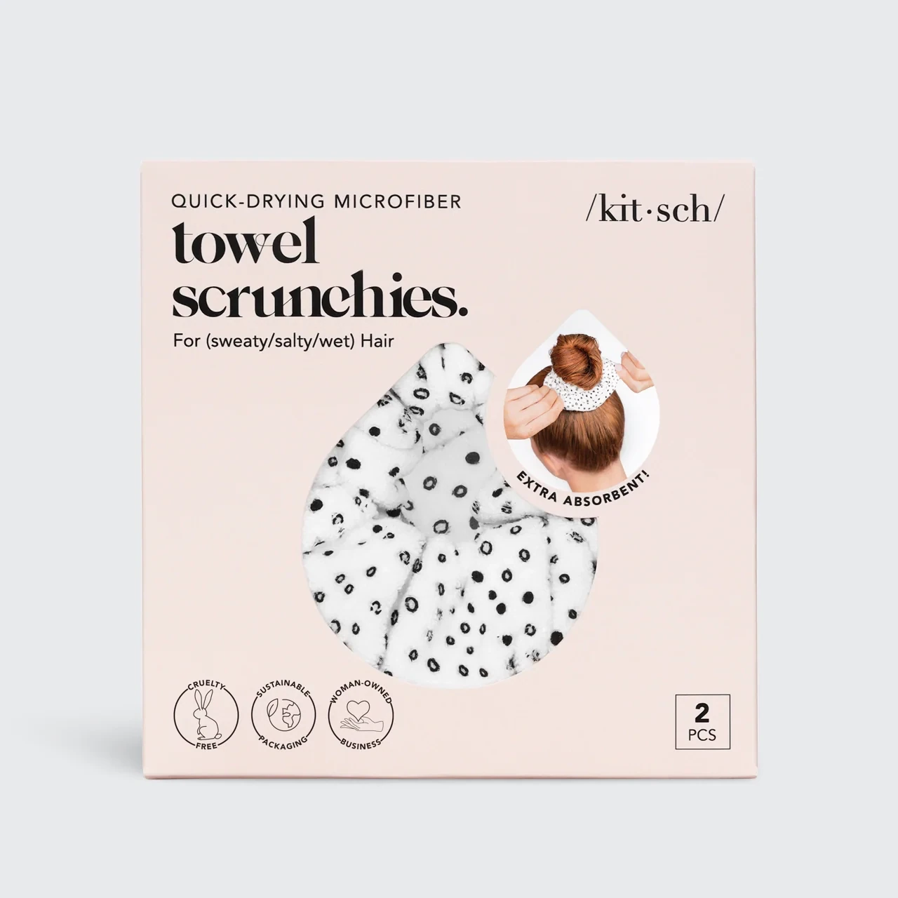 KITSCH - Towel Scrunchie 2 Pack - Micro Dot