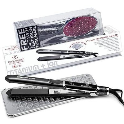 Olivia Garden Titanium + Ion 1" Pro Titanium Flat Iron with 3 Free Brushes
