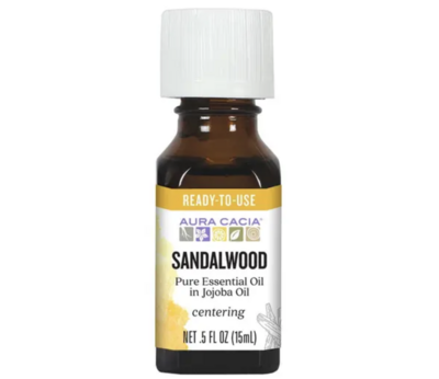 Aura Cacia Sandalwood Pure Essential Oil In Jojoba Oil .5oz