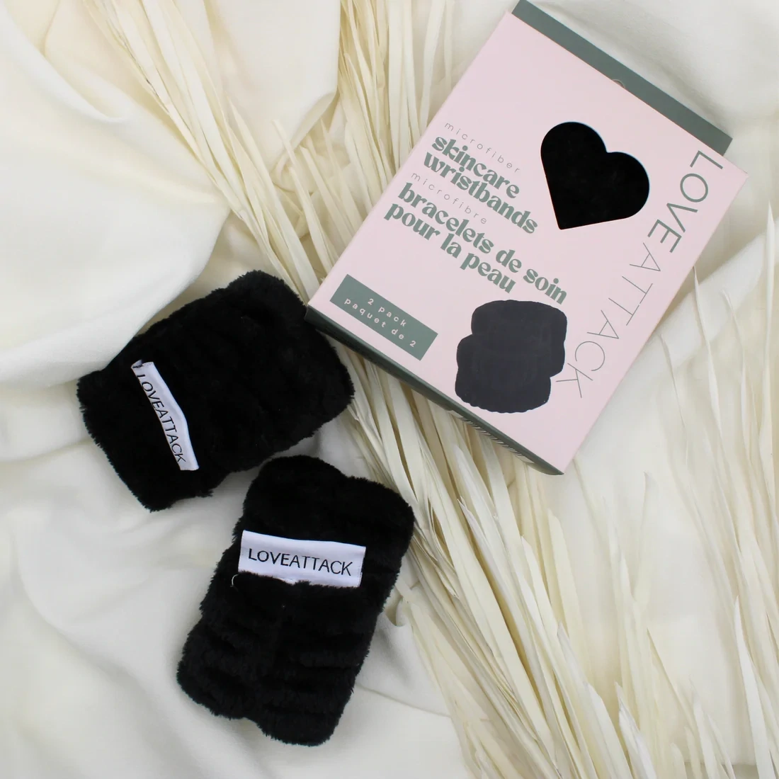 LOVEATTACK Microfiber Skincare Wristbands Black