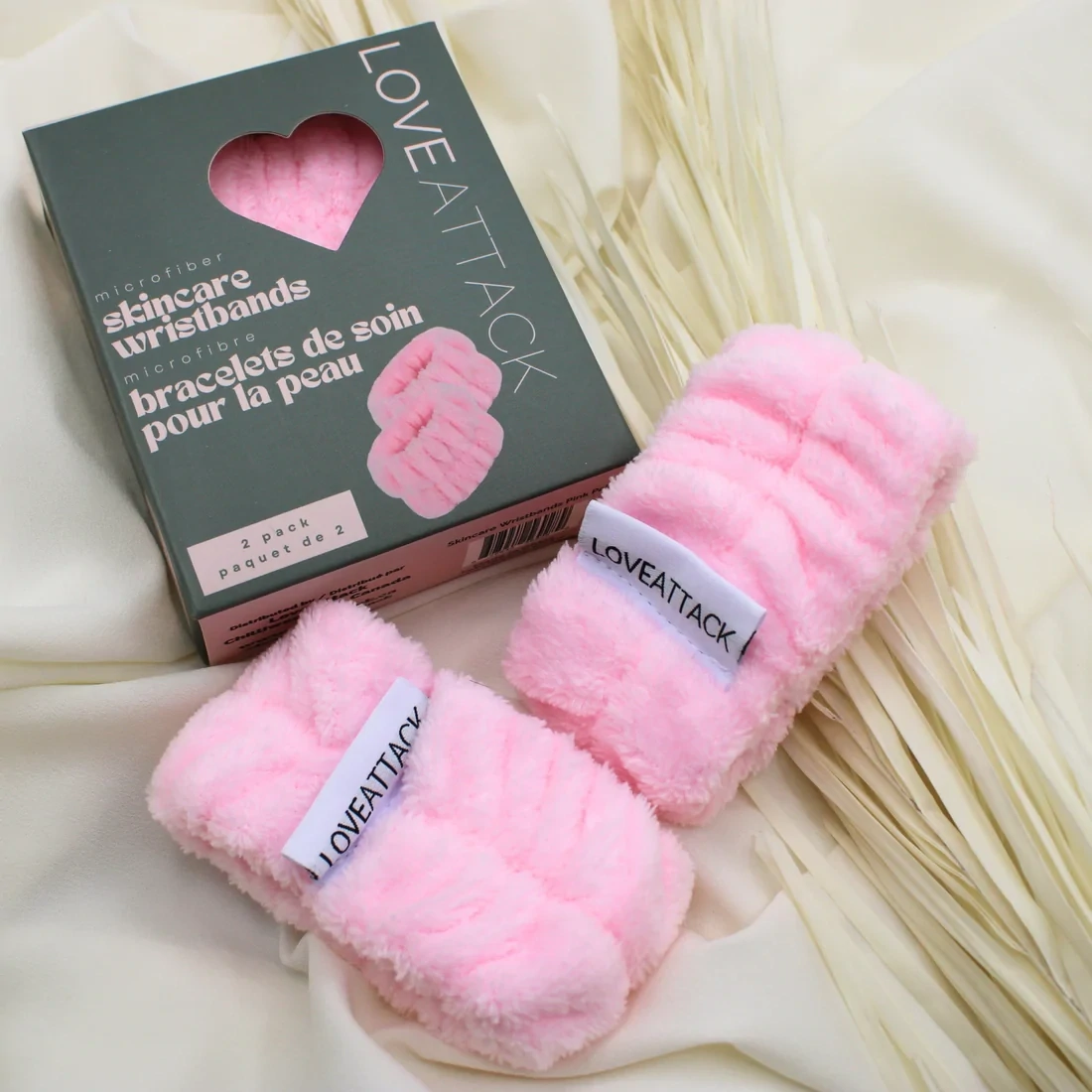 LOVEATTACK Microfiber Skincare Wristbands Pink