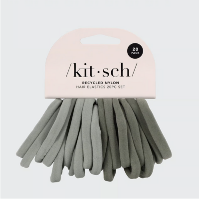 KITSCH Recycled Nylon Hair Elastics 20 pc Green