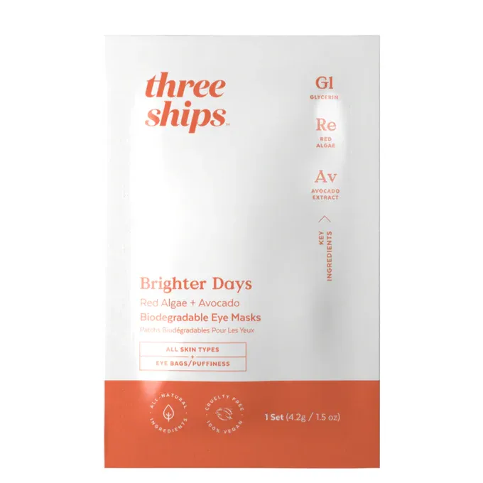 three ships Brighter Days Red Algae + Avocado Biodegradable Eye Mask 1 Set