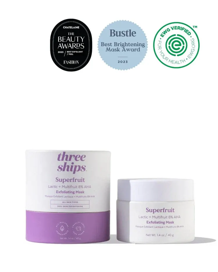 three ships Superfruit Lactic + Multifruit 8% AHA Exfoliating Mask