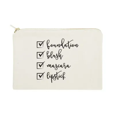 The Cotton &amp; Canvas Make Up Check List Travel Make Up Pouch
