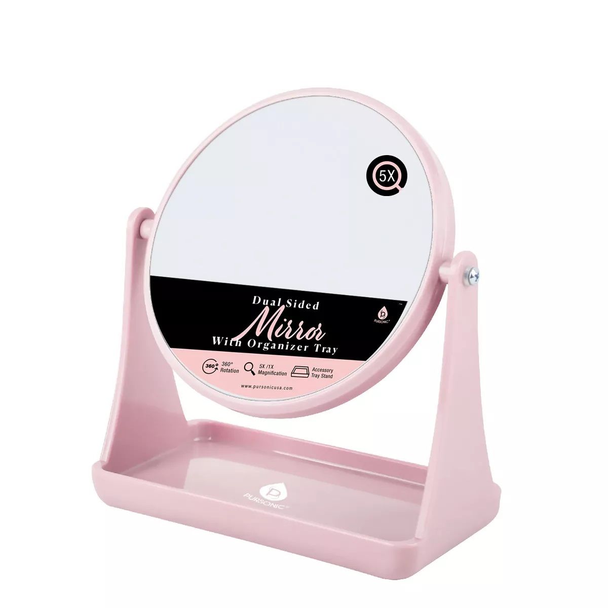 Pursonic Dual Sided Mirror Pink