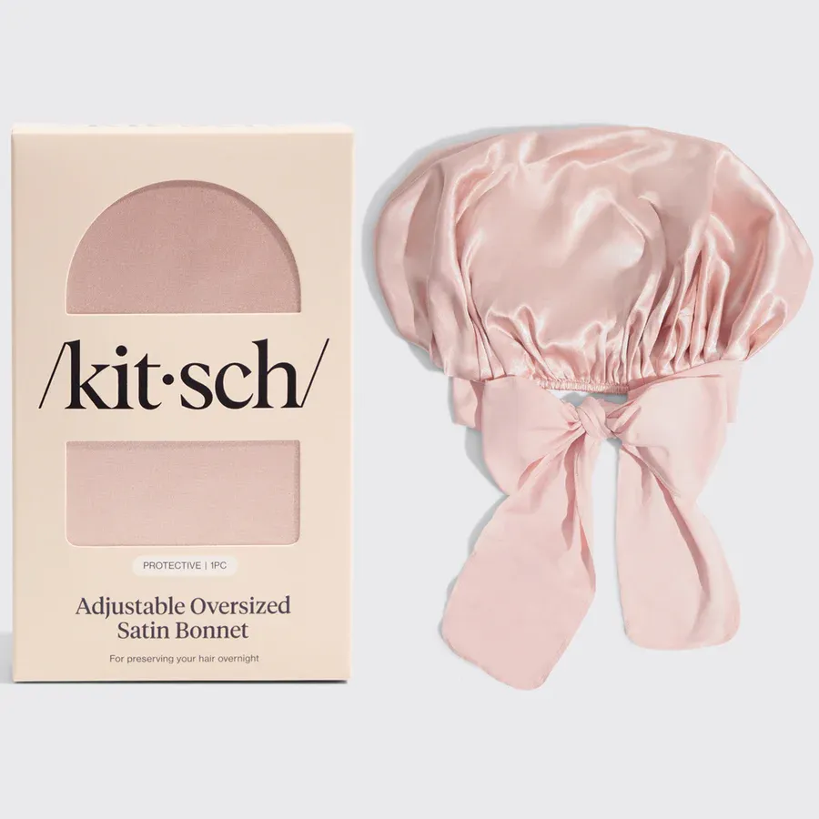 kitsch Adjustable Oversized Satin Bonnet Blush
