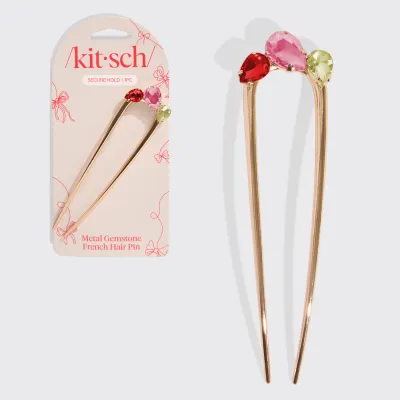 kitsch Metal Gemstone French Hair Pin
