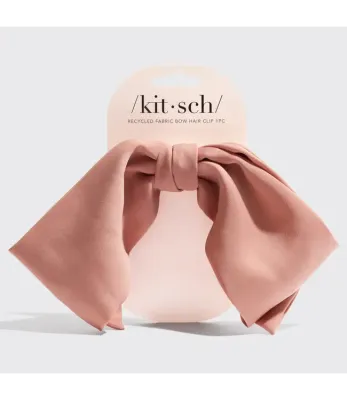 KITSCH Recycled Fabric Bow Hair Clip- Rosewood