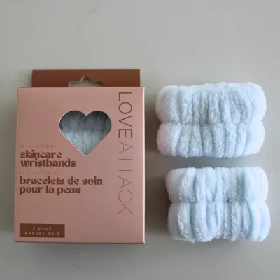 LOVEATTACK Micorfiber Skincare Wristbands Blue