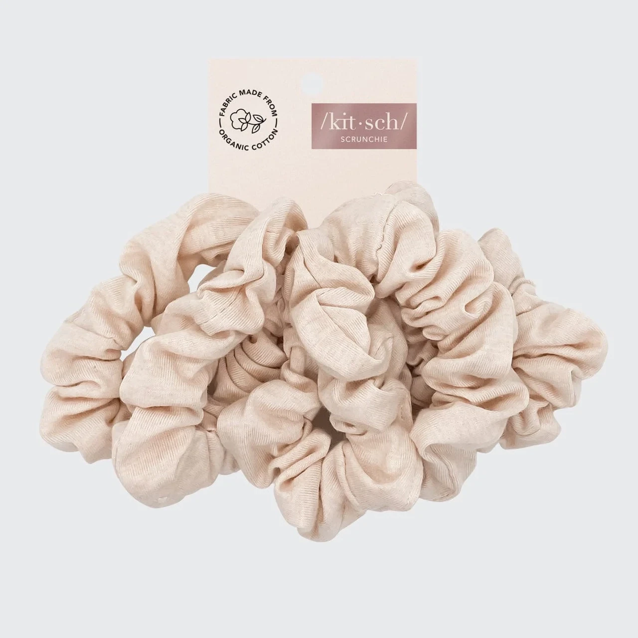 kitsch Organic Cotton Knit Scrunchies 5pc - Cream
