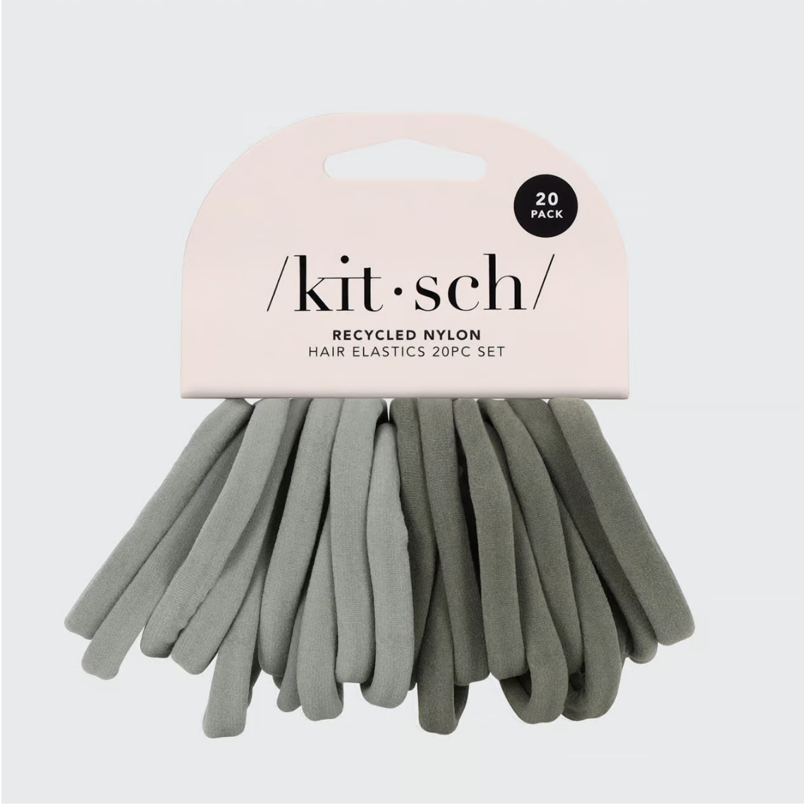 kitsch Recycled Nylon Hair Elastics 20 pc Green