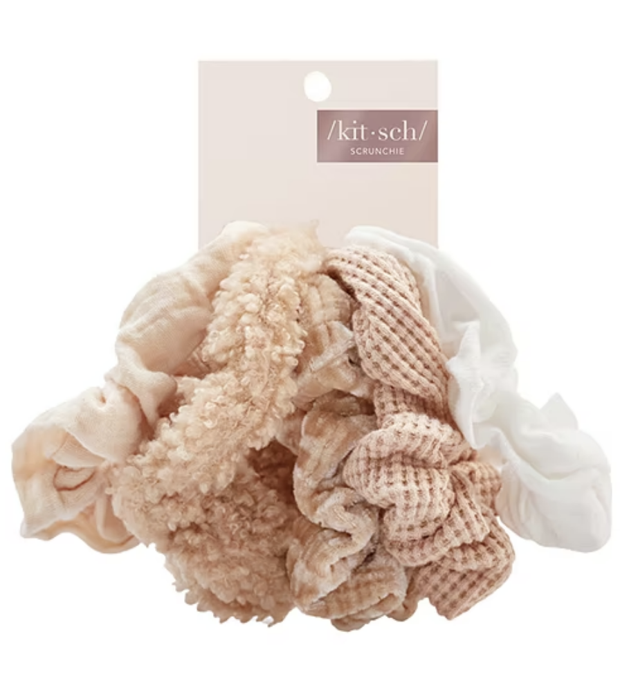 KITSCH Assorted Scrunchies 5pc- Sand