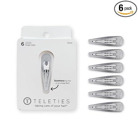 Teleties Snap Clips  Silver 6 Pack