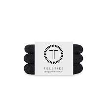 TELETIES Nylon Hair Ties Small 3pk- Jet Black