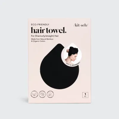 kitsch Eco-Friendly Hair Towel- Black