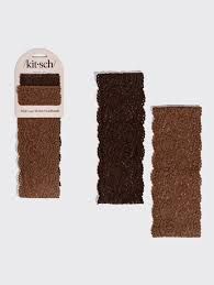 kitsch Wide Lace Elastic Headbands 2pc Mocha &amp; Chocolate
