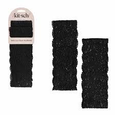 kitsch Wide Lace Elastic Headband 2 Pc Black