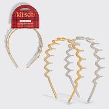 kitsch Recycled Plastic Zigzag Headbands 2pc- Gold &amp; Silver